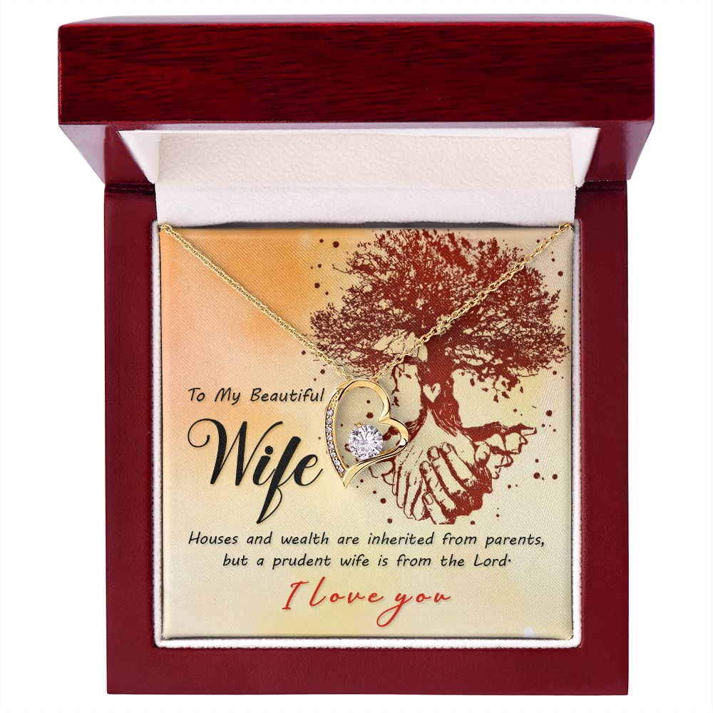 To My Wife House and Wealth Forever Necklace w Message Card-Express Your Love Gifts
