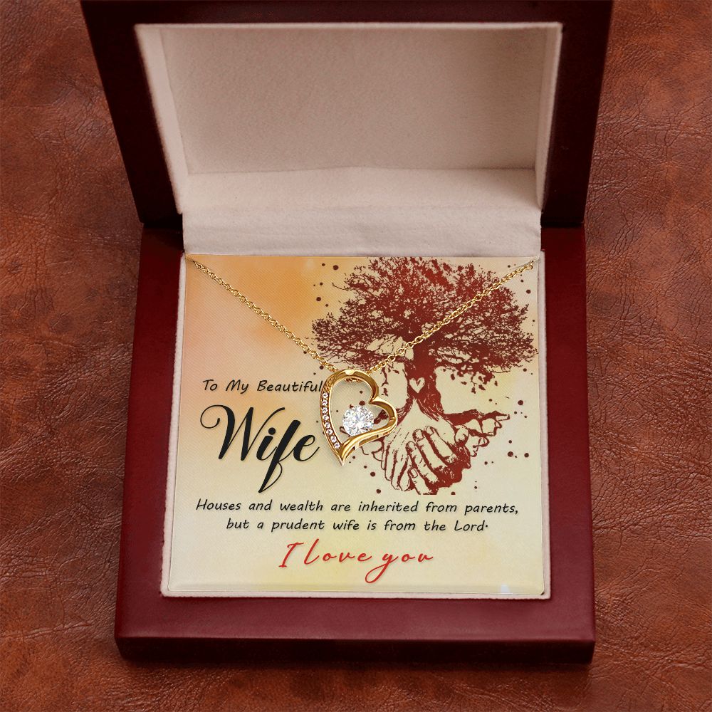 To My Wife House and Wealth Forever Necklace w Message Card-Express Your Love Gifts
