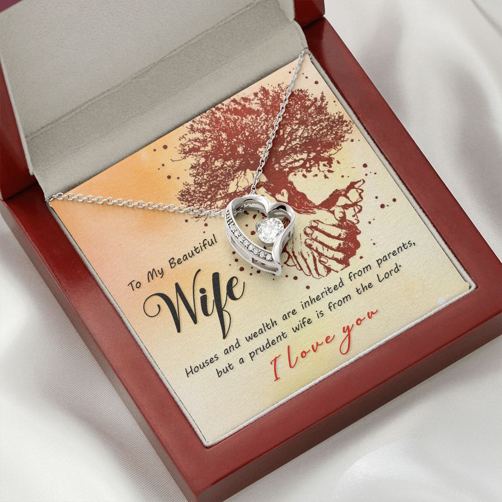 To My Wife House and Wealth Forever Necklace w Message Card-Express Your Love Gifts
