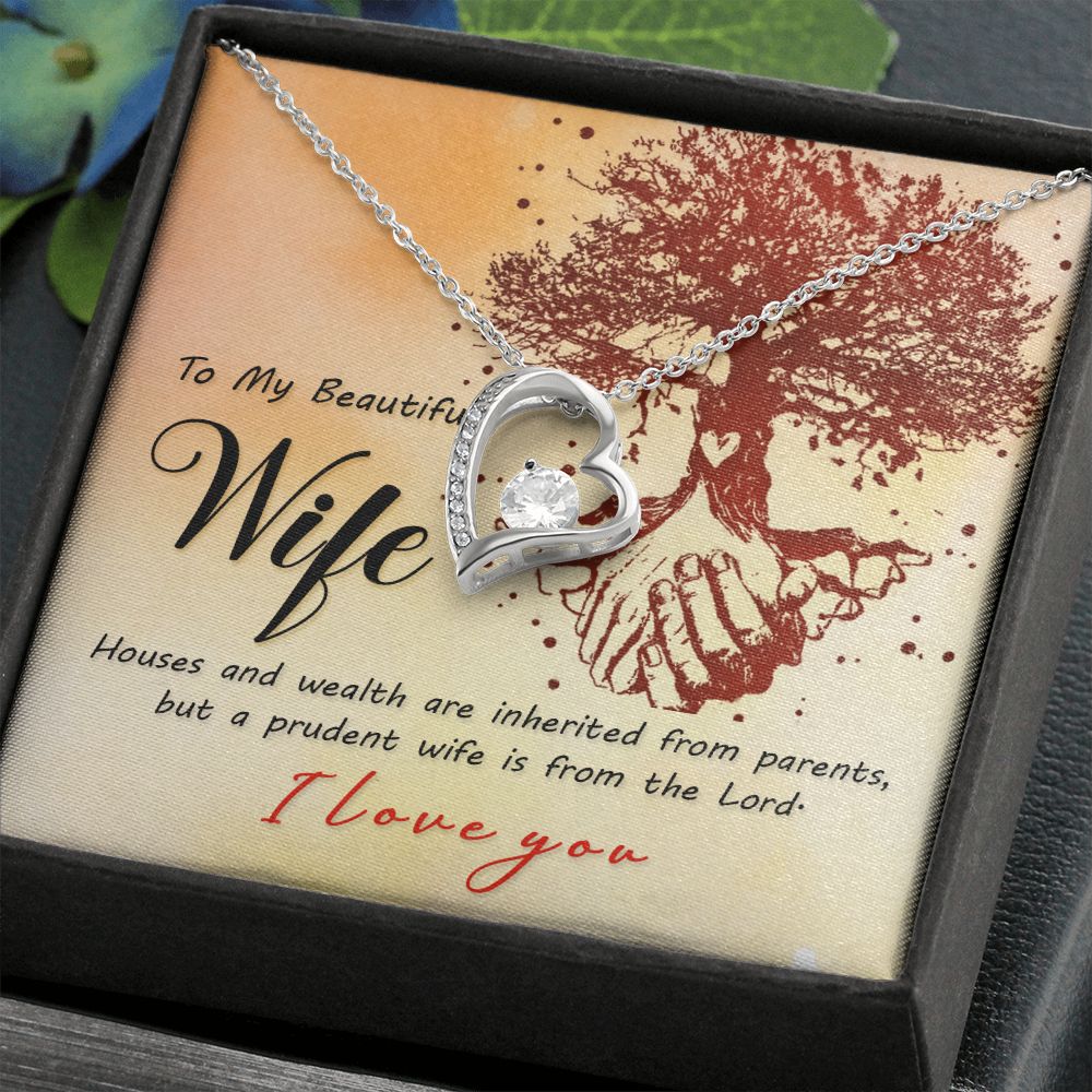 To My Wife House and Wealth Forever Necklace w Message Card-Express Your Love Gifts