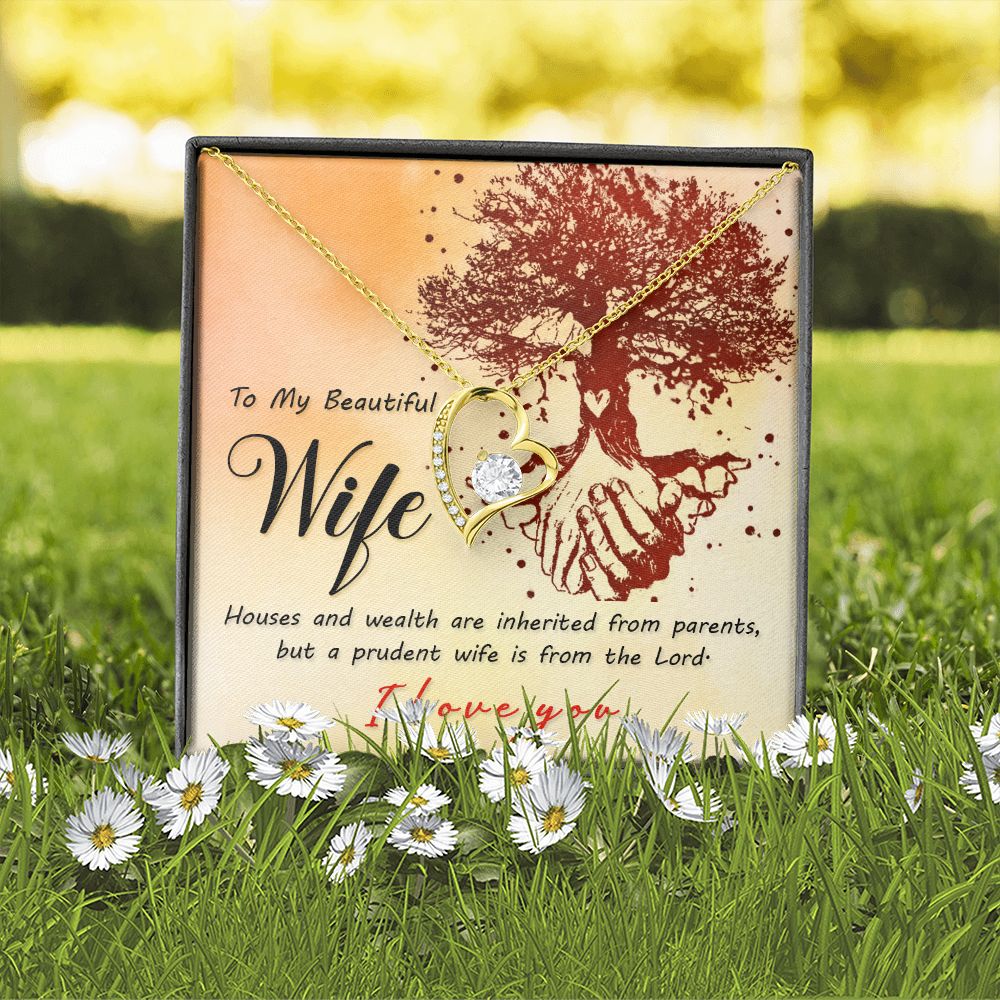 To My Wife House and Wealth Forever Necklace w Message Card-Express Your Love Gifts