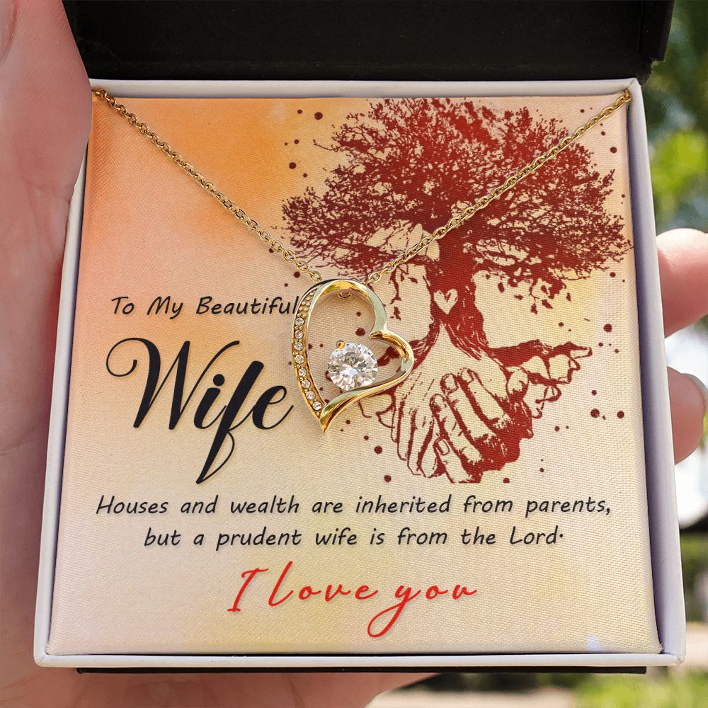 To My Wife House and Wealth Forever Necklace w Message Card-Express Your Love Gifts