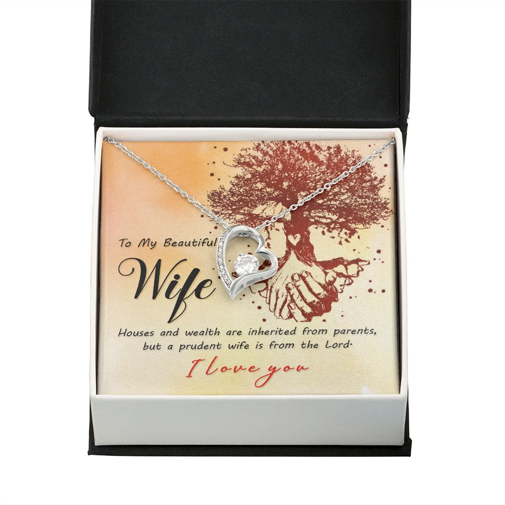 To My Wife House and Wealth Forever Necklace w Message Card-Express Your Love Gifts