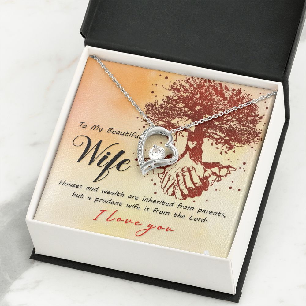 To My Wife House and Wealth Forever Necklace w Message Card-Express Your Love Gifts