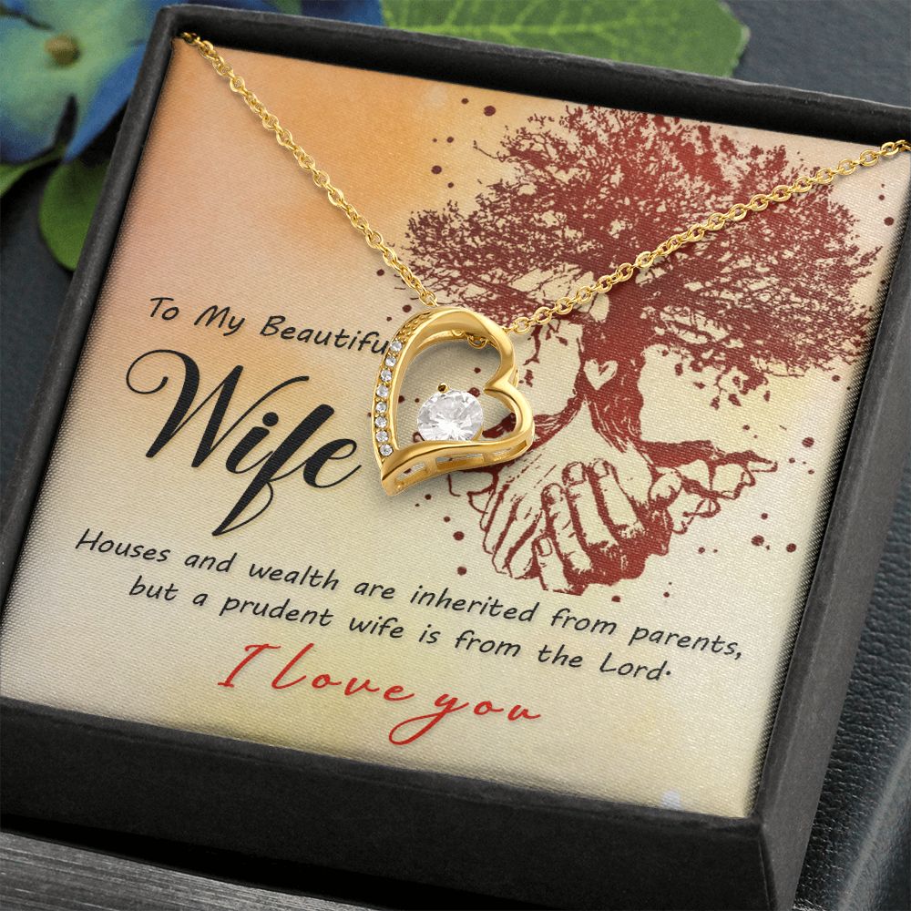 To My Wife House and Wealth Forever Necklace w Message Card-Express Your Love Gifts