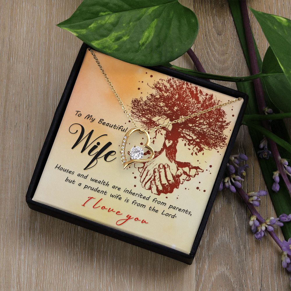 To My Wife House and Wealth Forever Necklace w Message Card-Express Your Love Gifts