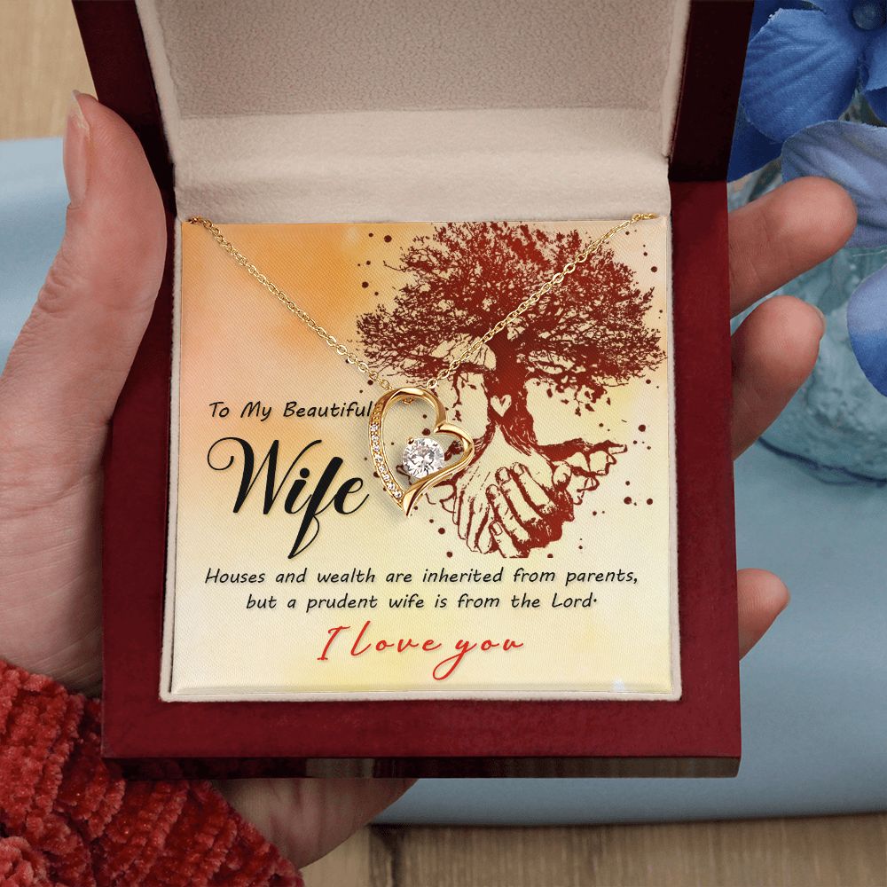 To My Wife House and Wealth Forever Necklace w Message Card-Express Your Love Gifts