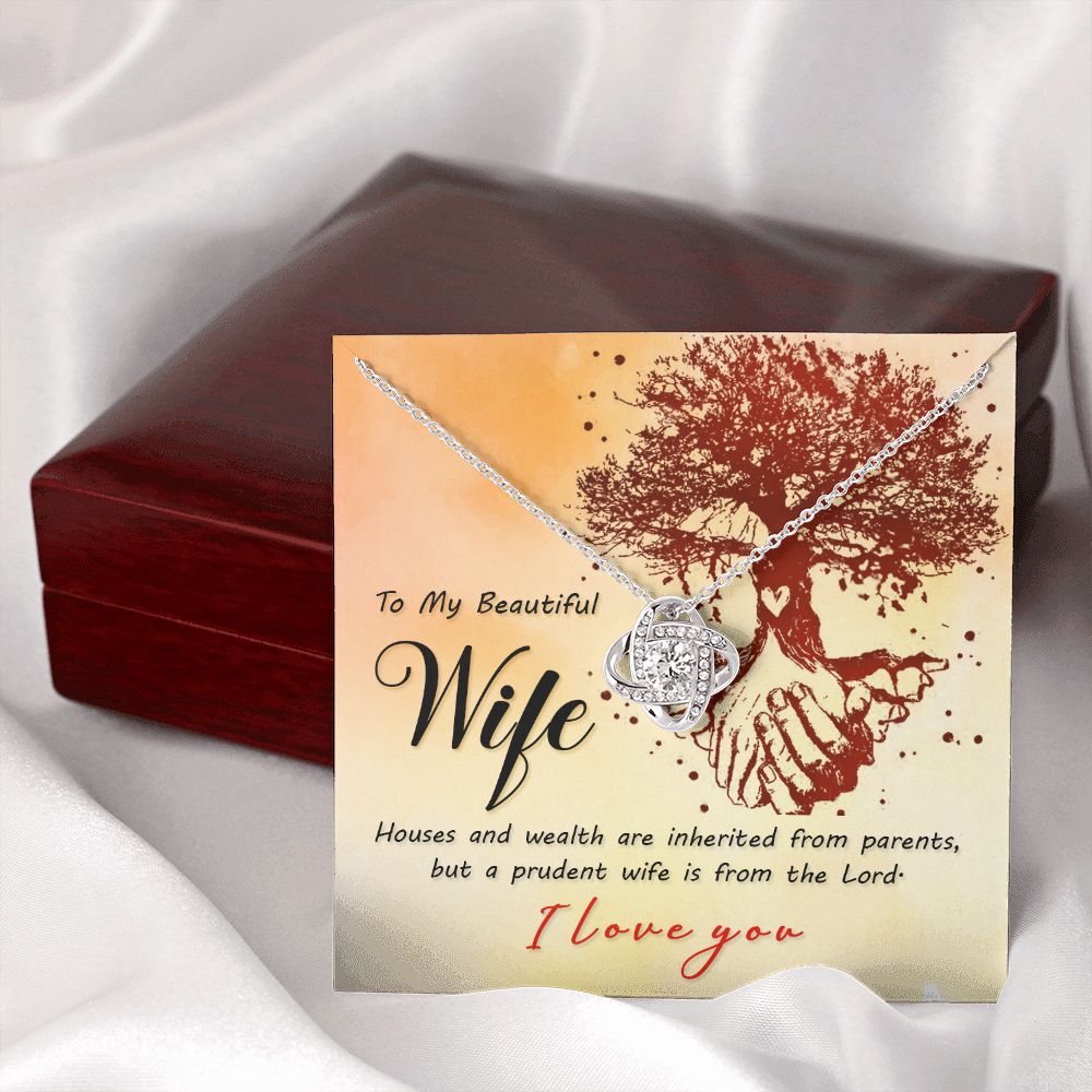 To My Wife House and Wealth Infinity Knot Necklace Message Card-Express Your Love Gifts