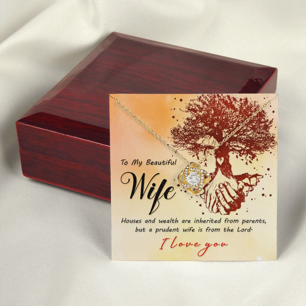 To My Wife House and Wealth Infinity Knot Necklace Message Card-Express Your Love Gifts