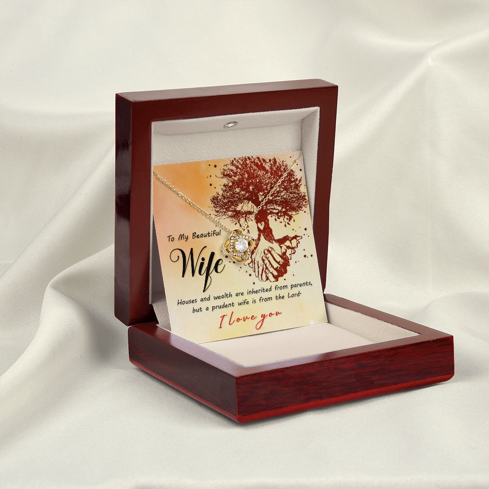 To My Wife House and Wealth Infinity Knot Necklace Message Card-Express Your Love Gifts