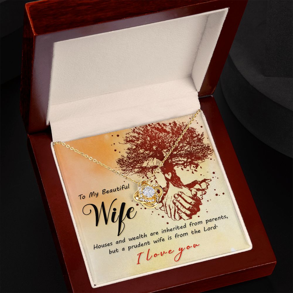 To My Wife House and Wealth Infinity Knot Necklace Message Card-Express Your Love Gifts