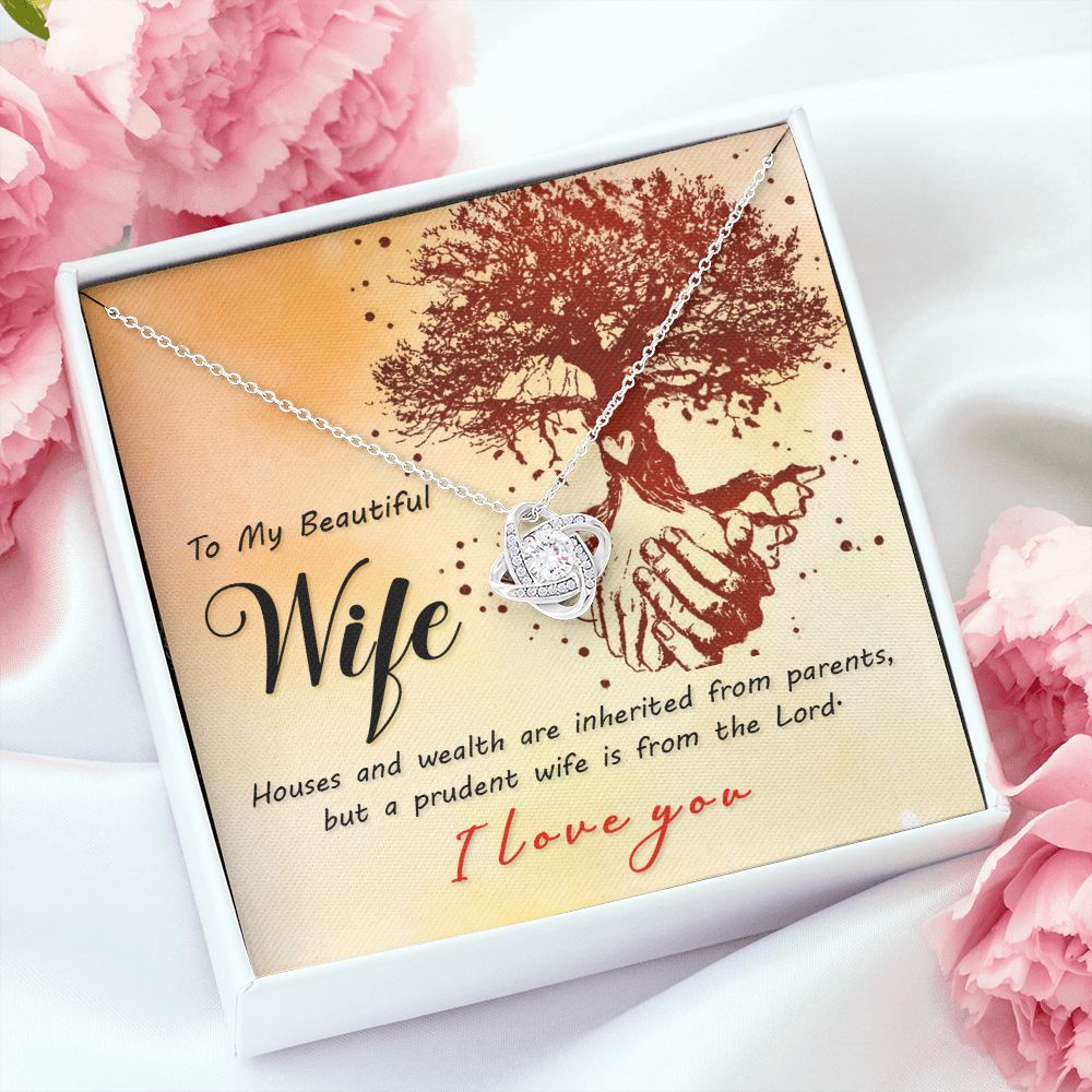 To My Wife House and Wealth Infinity Knot Necklace Message Card-Express Your Love Gifts