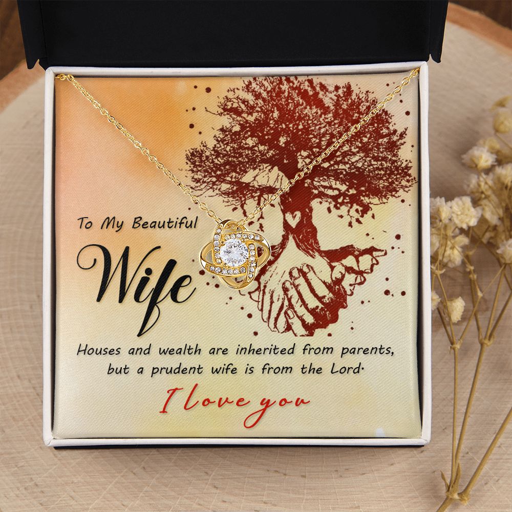 To My Wife House and Wealth Infinity Knot Necklace Message Card-Express Your Love Gifts