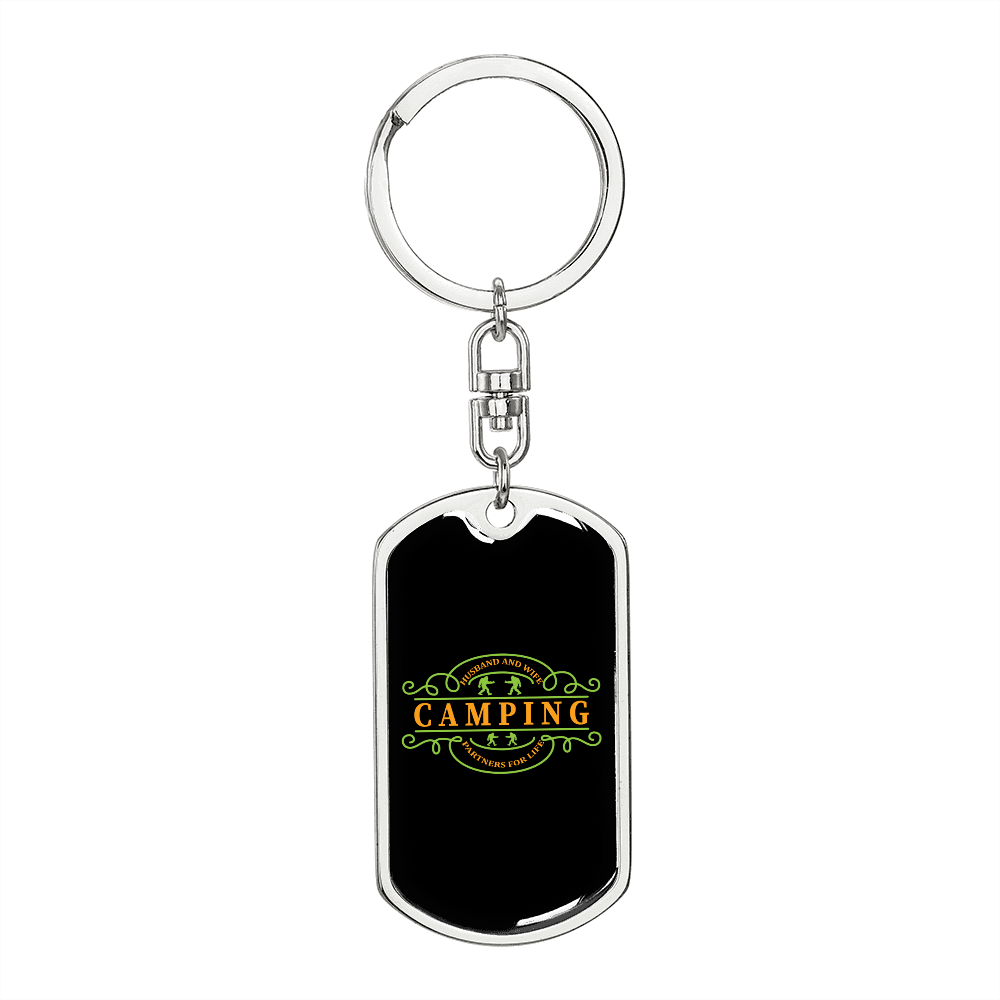 To My Wife Husband And Wife Camping For Life Keychain Stainless Steel or 18k Gold Dog Tag Keyring-Express Your Love Gifts