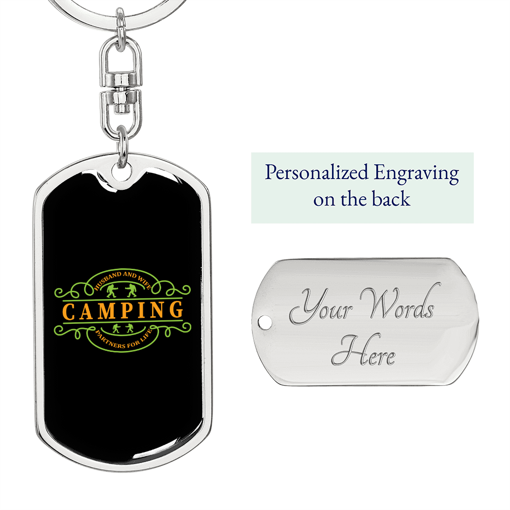 To My Wife Husband And Wife Camping For Life Keychain Stainless Steel or 18k Gold Dog Tag Keyring-Express Your Love Gifts