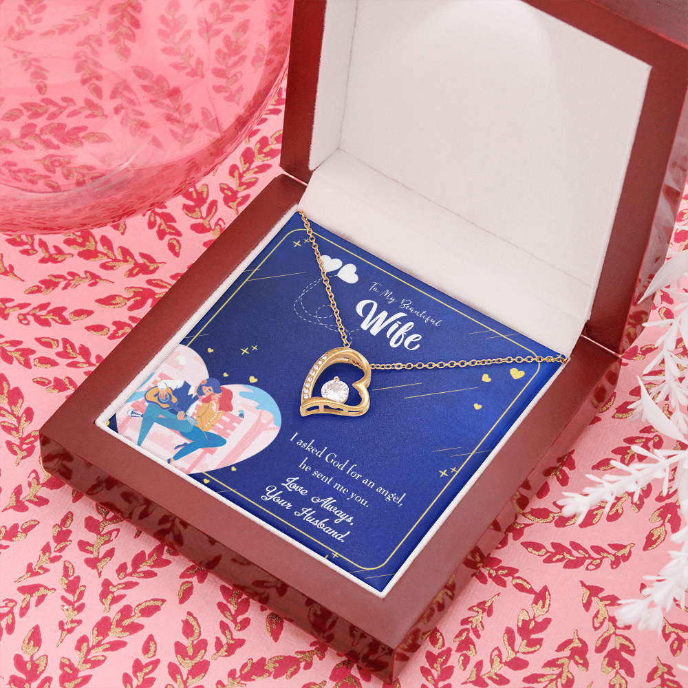 To My Wife I Asked God Forever Necklace w Message Card-Express Your Love Gifts