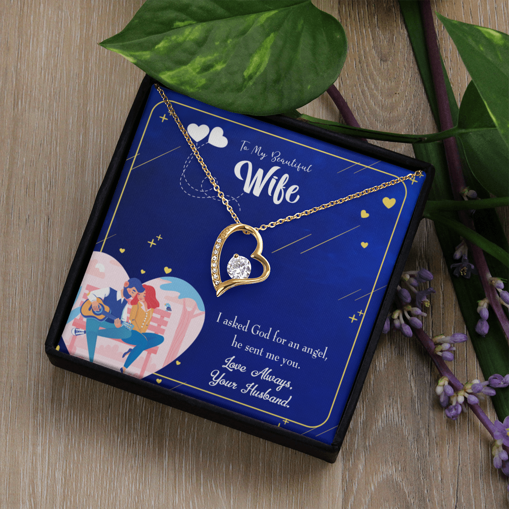 To My Wife I Asked God Forever Necklace w Message Card-Express Your Love Gifts