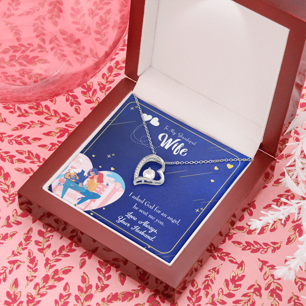 To My Wife I Asked God Forever Necklace w Message Card-Express Your Love Gifts