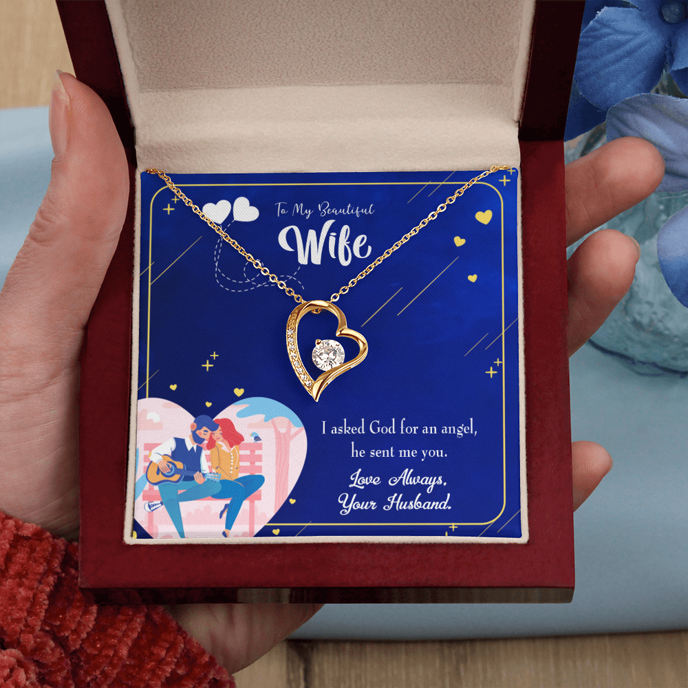 To My Wife I Asked God Forever Necklace w Message Card-Express Your Love Gifts