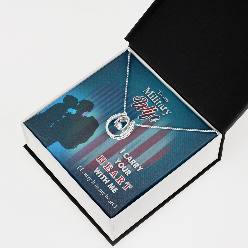 To My Wife I Carry Your Heart Lucky Horseshoe Necklace Message Card 14k w CZ Crystals-Express Your Love Gifts