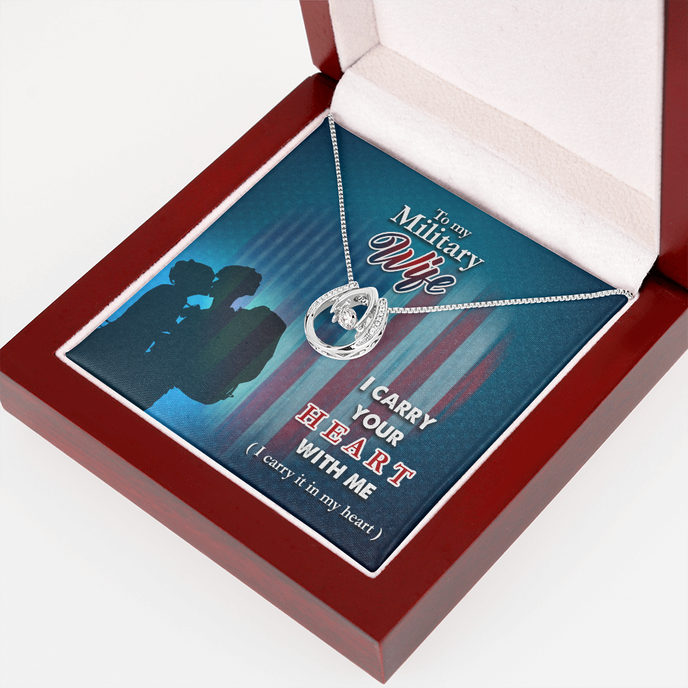 To My Wife I Carry Your Heart Lucky Horseshoe Necklace Message Card 14k w CZ Crystals-Express Your Love Gifts