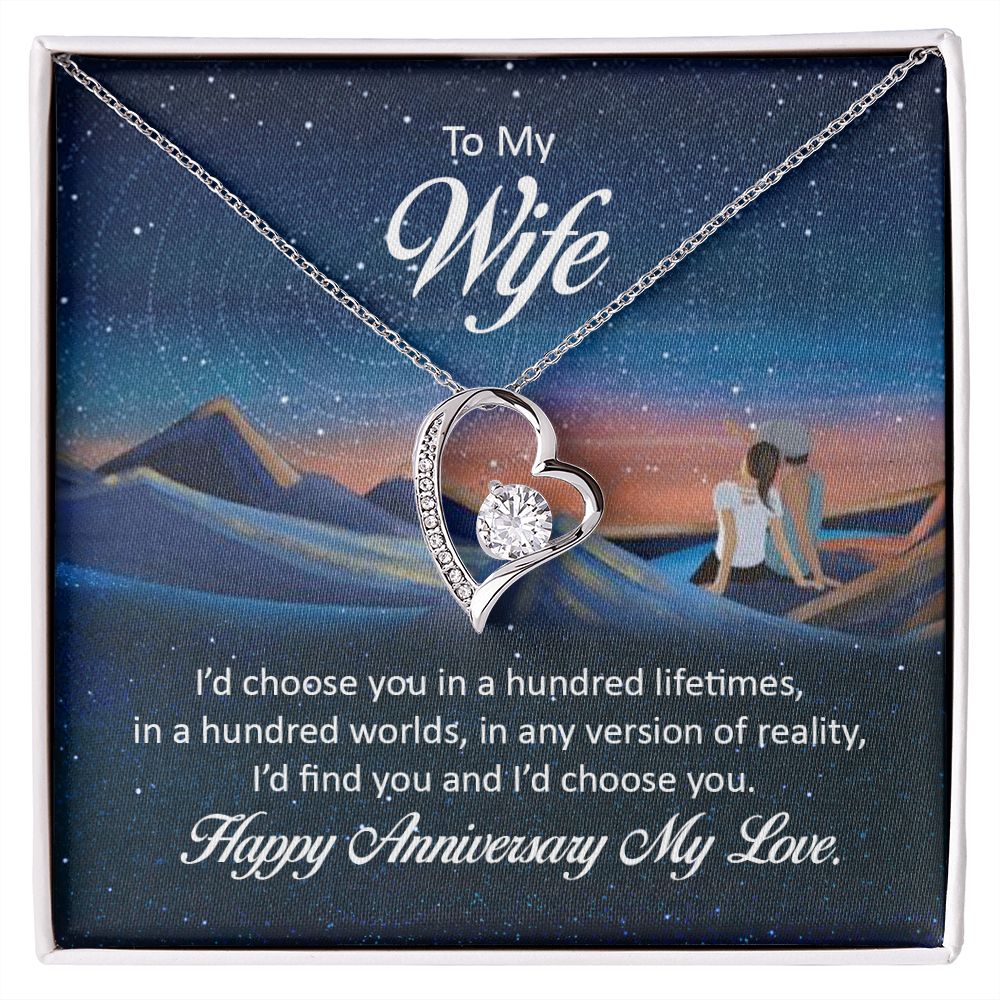 To My Wife I'd Choose You in a Hundred Lifetimes Forever Necklace w Message Card-Express Your Love Gifts