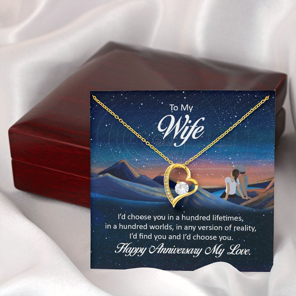 To My Wife I'd Choose You in a Hundred Lifetimes Forever Necklace w Message Card-Express Your Love Gifts