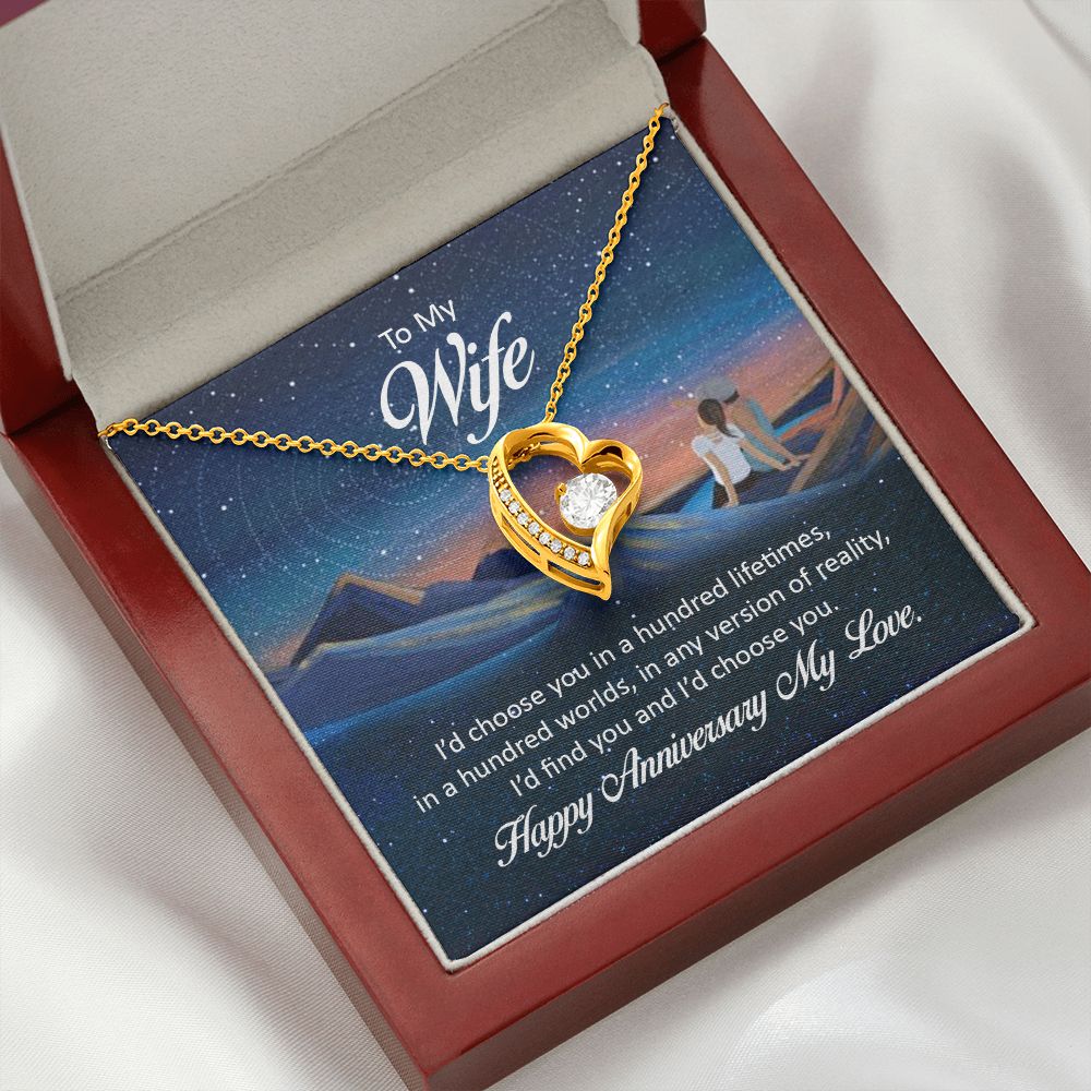 To My Wife I'd Choose You in a Hundred Lifetimes Forever Necklace w Message Card-Express Your Love Gifts
