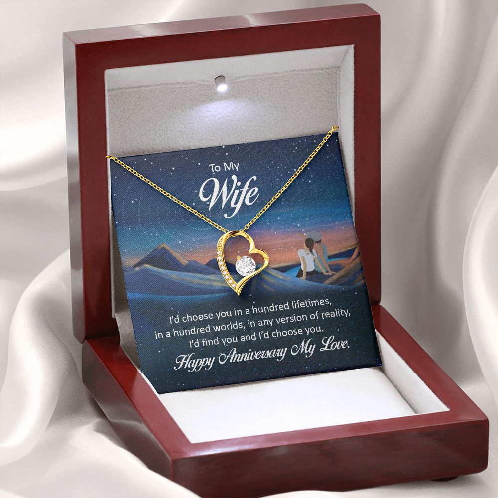 To My Wife I'd Choose You in a Hundred Lifetimes Forever Necklace w Message Card-Express Your Love Gifts