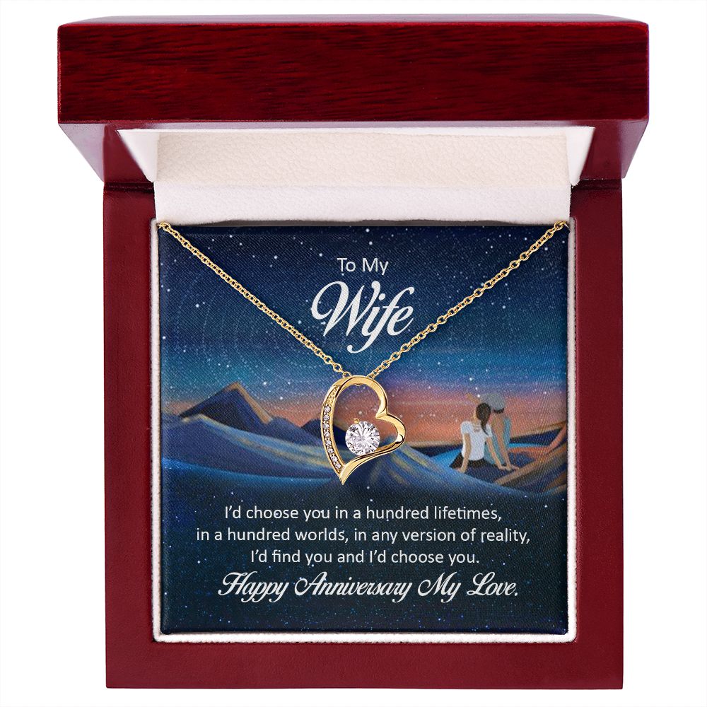 To My Wife I'd Choose You in a Hundred Lifetimes Forever Necklace w Message Card-Express Your Love Gifts