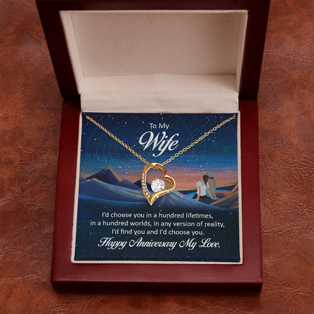 To My Wife I'd Choose You in a Hundred Lifetimes Forever Necklace w Message Card-Express Your Love Gifts