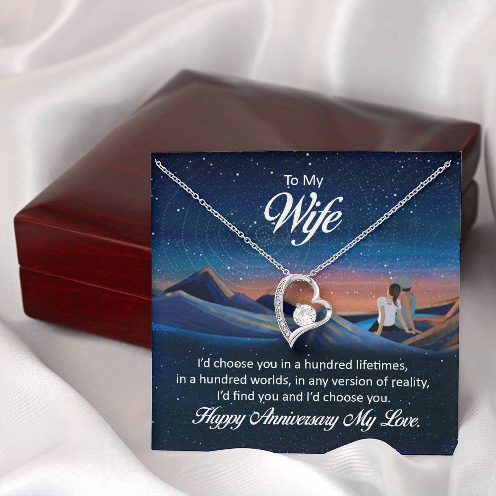 To My Wife I'd Choose You in a Hundred Lifetimes Forever Necklace w Message Card-Express Your Love Gifts