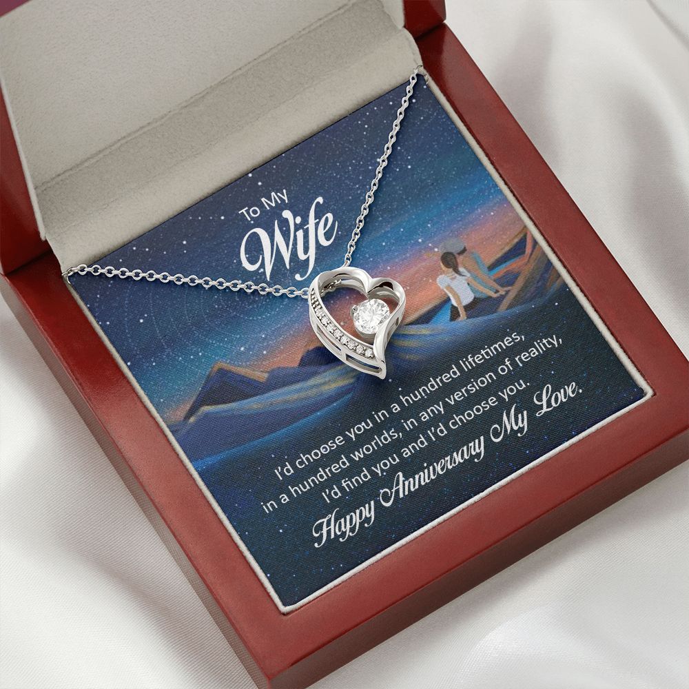 To My Wife I'd Choose You in a Hundred Lifetimes Forever Necklace w Message Card-Express Your Love Gifts