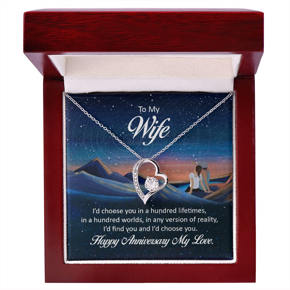To My Wife I'd Choose You in a Hundred Lifetimes Forever Necklace w Message Card-Express Your Love Gifts