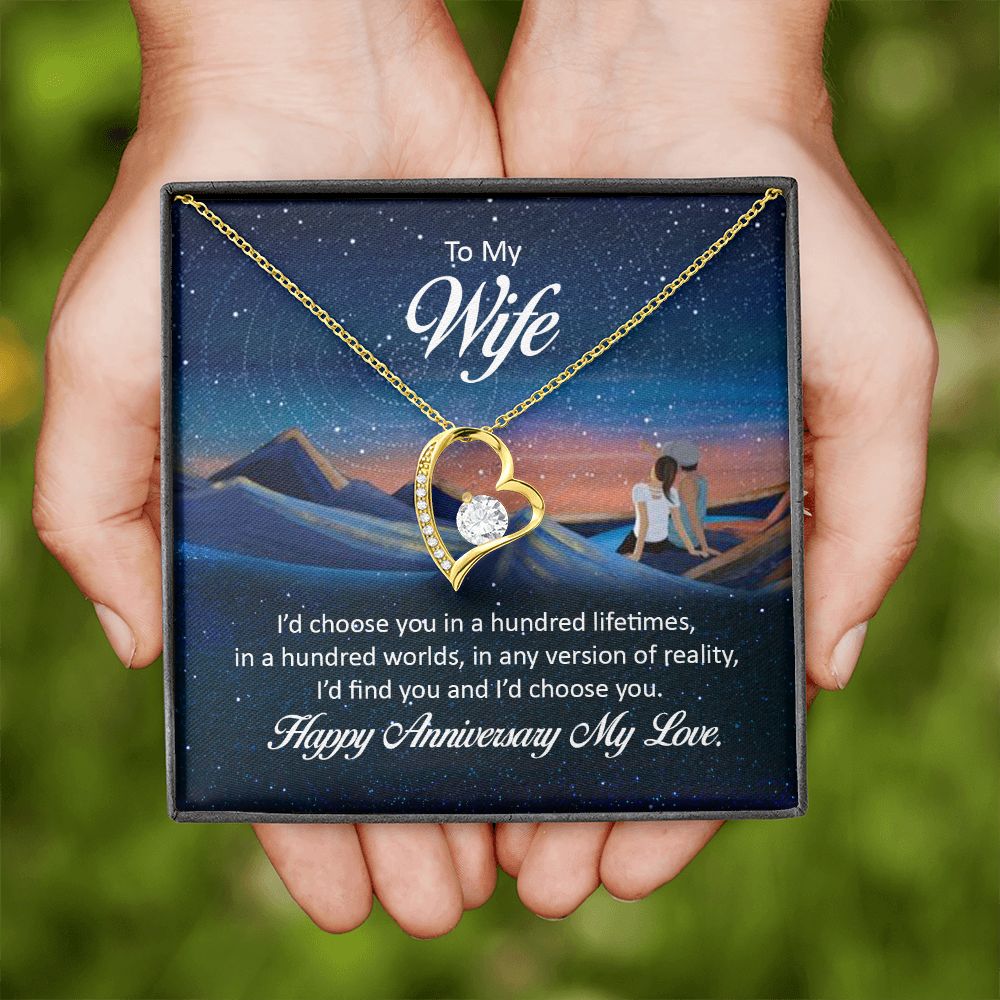 To My Wife I'd Choose You in a Hundred Lifetimes Forever Necklace w Message Card-Express Your Love Gifts
