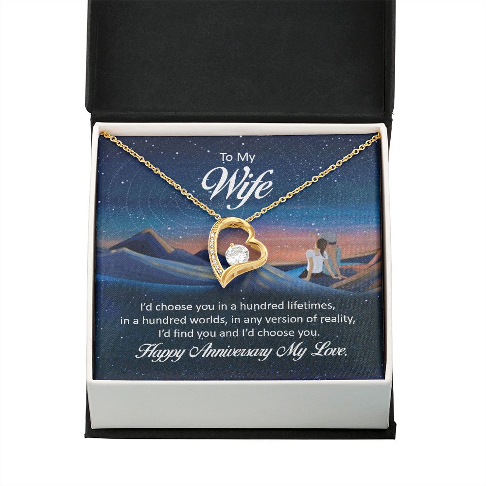 To My Wife I'd Choose You in a Hundred Lifetimes Forever Necklace w Message Card-Express Your Love Gifts