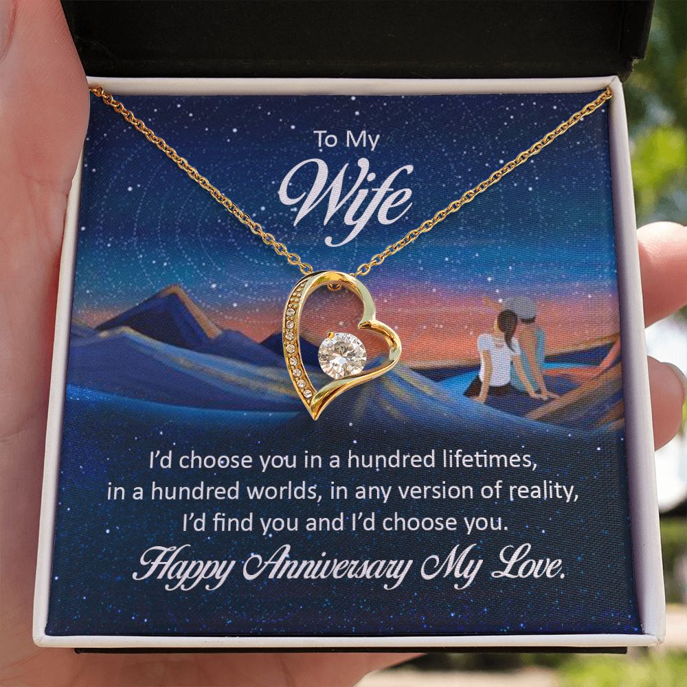 To My Wife I'd Choose You in a Hundred Lifetimes Forever Necklace w Message Card-Express Your Love Gifts