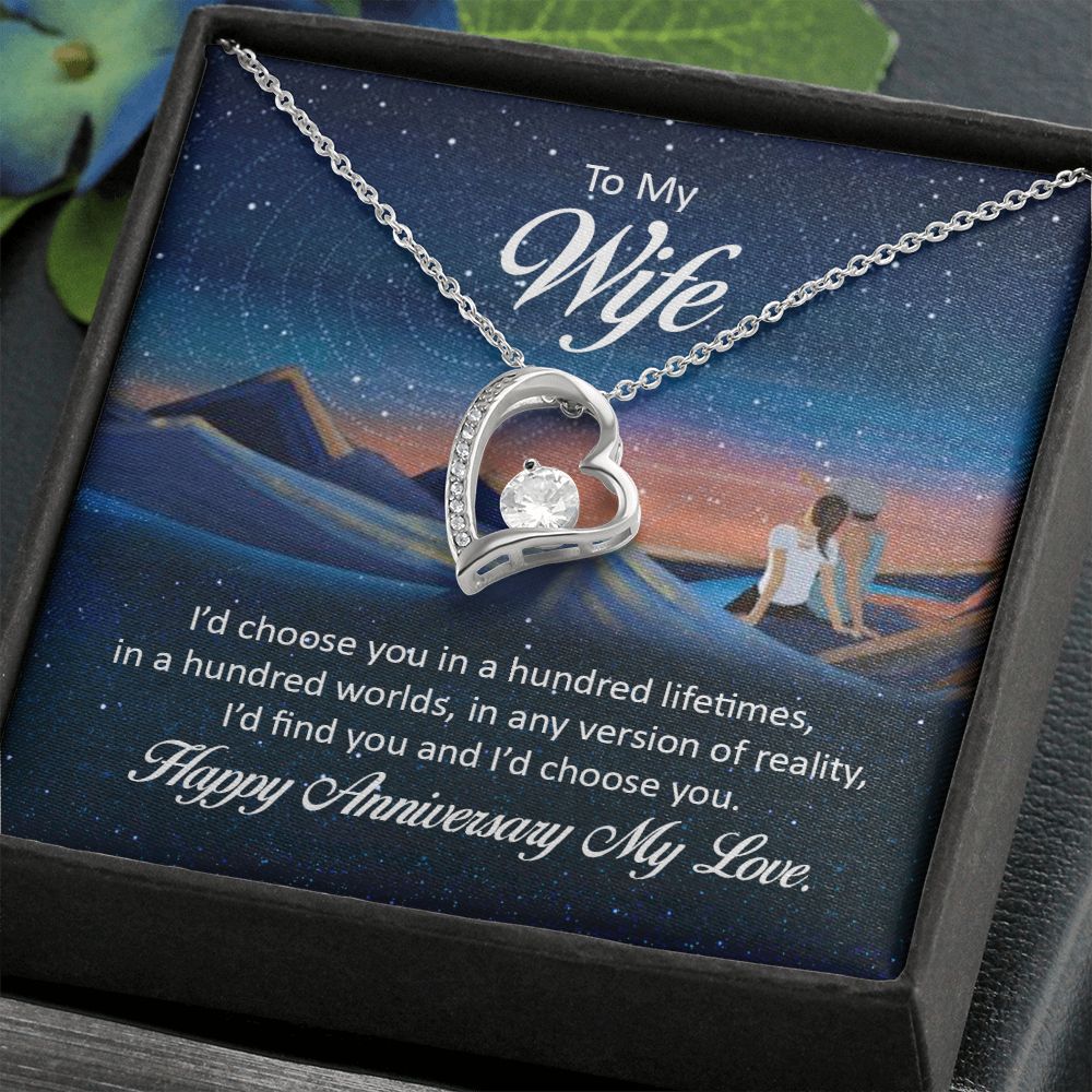 To My Wife I'd Choose You in a Hundred Lifetimes Forever Necklace w Message Card-Express Your Love Gifts