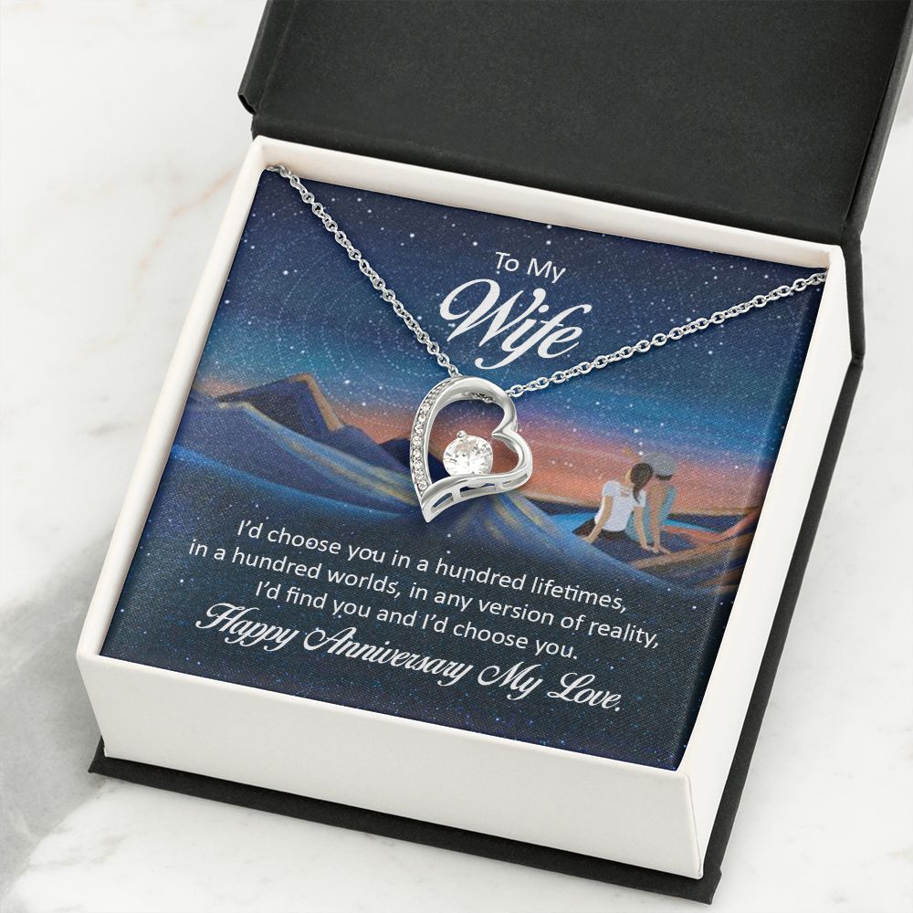 To My Wife I'd Choose You in a Hundred Lifetimes Forever Necklace w Message Card-Express Your Love Gifts