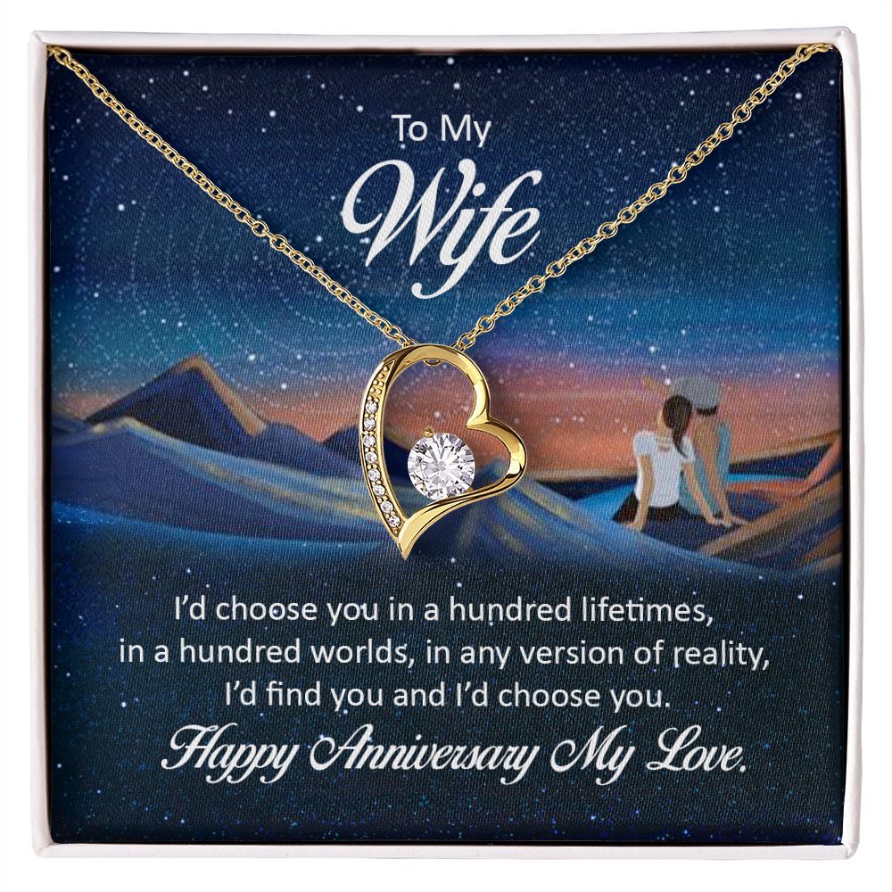 To My Wife I'd Choose You in a Hundred Lifetimes Forever Necklace w Message Card-Express Your Love Gifts