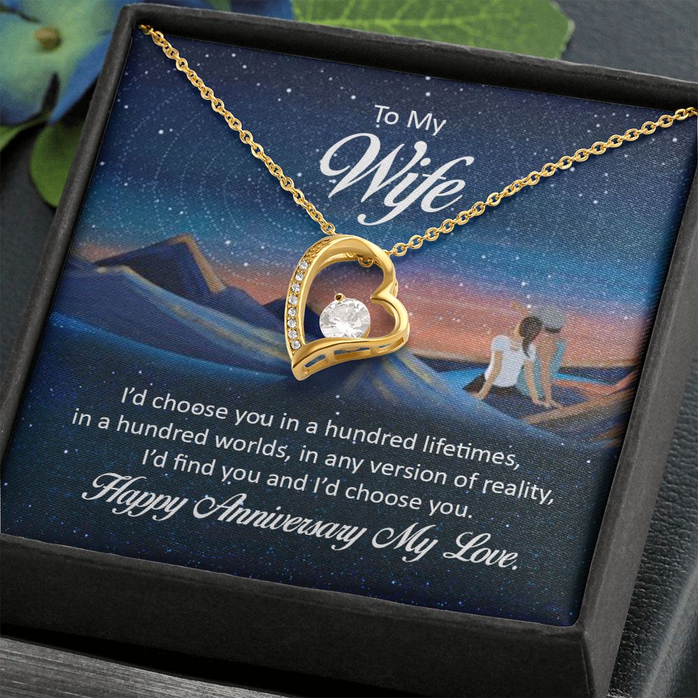 To My Wife I'd Choose You in a Hundred Lifetimes Forever Necklace w Message Card-Express Your Love Gifts