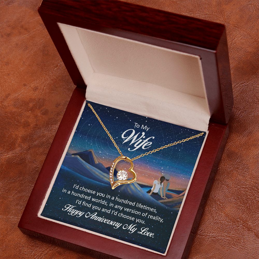 To My Wife I'd Choose You in a Hundred Lifetimes Forever Necklace w Message Card-Express Your Love Gifts