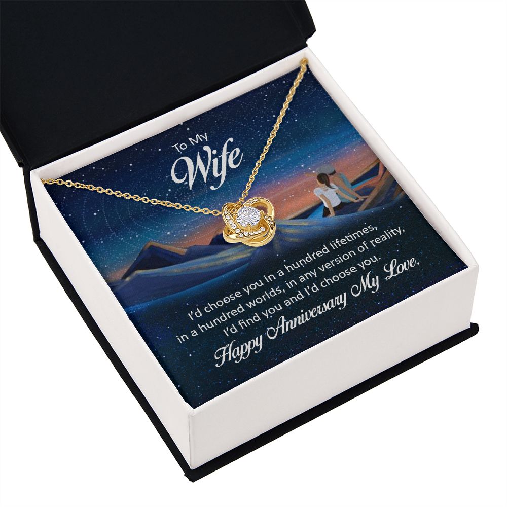 To My Wife I'd Choose You in a Hundred Lifetimes Infinity Knot Necklace Message Card-Express Your Love Gifts