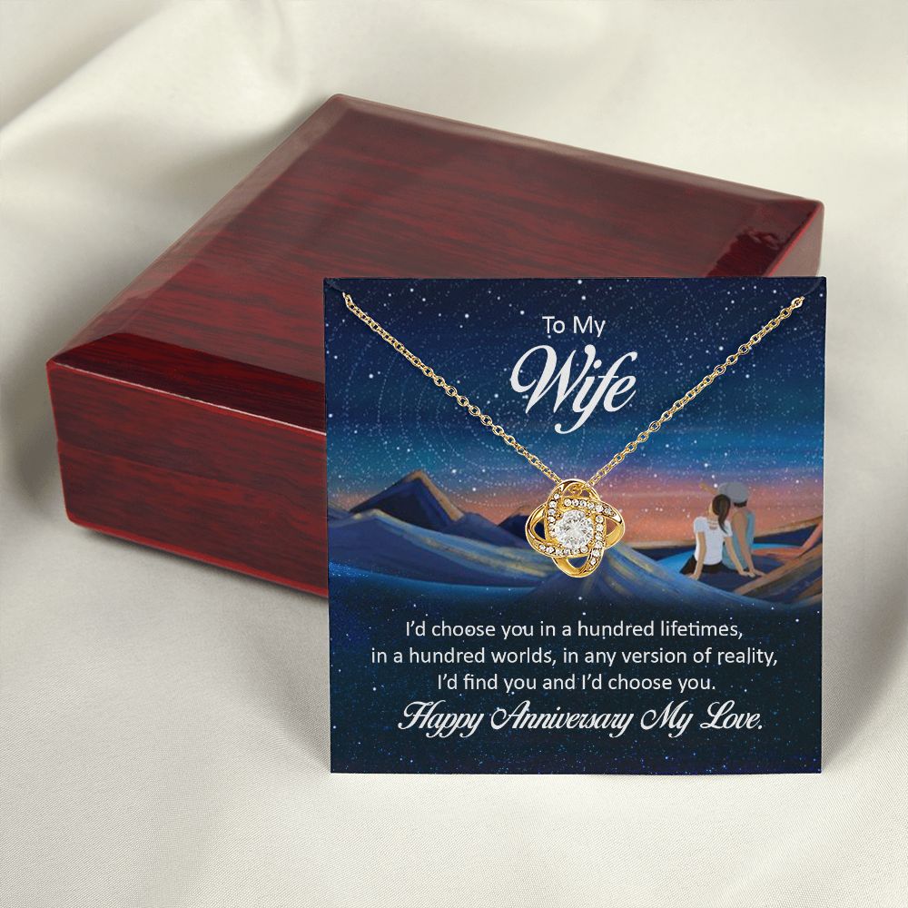 To My Wife I'd Choose You in a Hundred Lifetimes Infinity Knot Necklace Message Card-Express Your Love Gifts