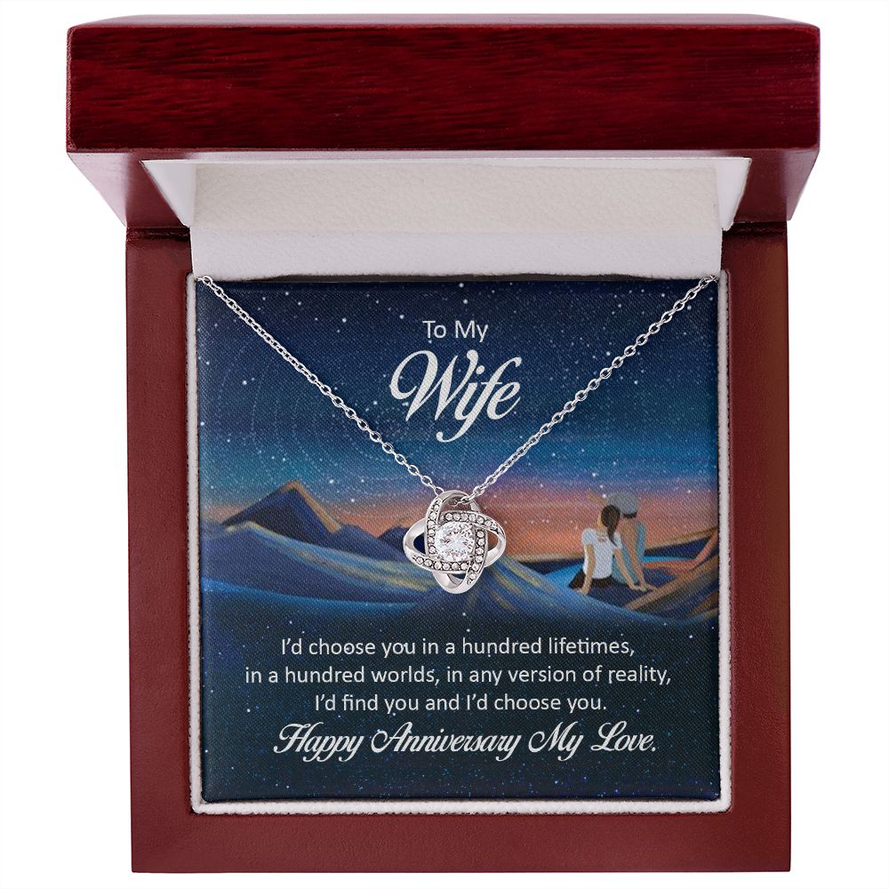 To My Wife I'd Choose You in a Hundred Lifetimes Infinity Knot Necklace Message Card-Express Your Love Gifts