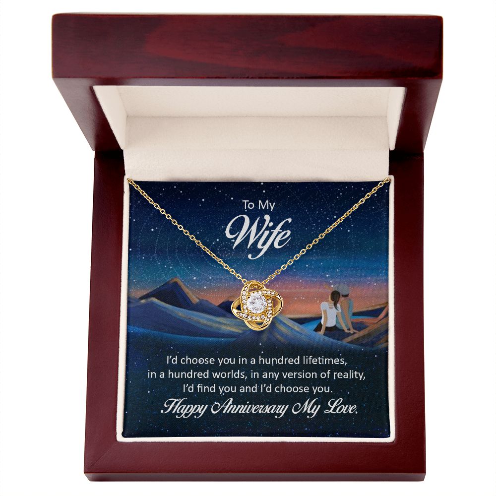 To My Wife I'd Choose You in a Hundred Lifetimes Infinity Knot Necklace Message Card-Express Your Love Gifts