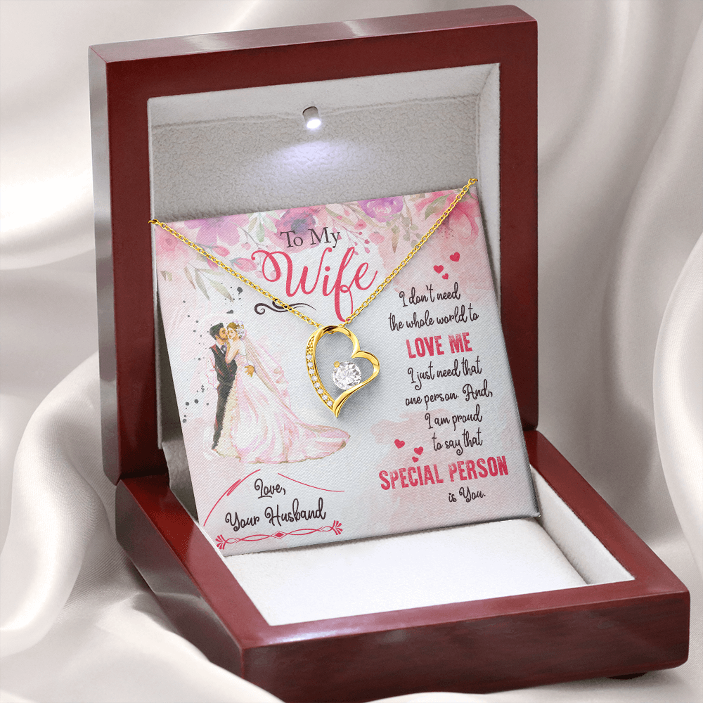 To My Wife I Just Need One Person Forever Necklace w Message Card-Express Your Love Gifts