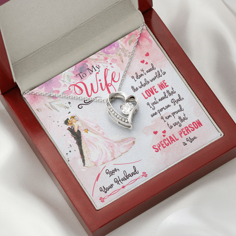 To My Wife I Just Need One Person Forever Necklace w Message Card-Express Your Love Gifts