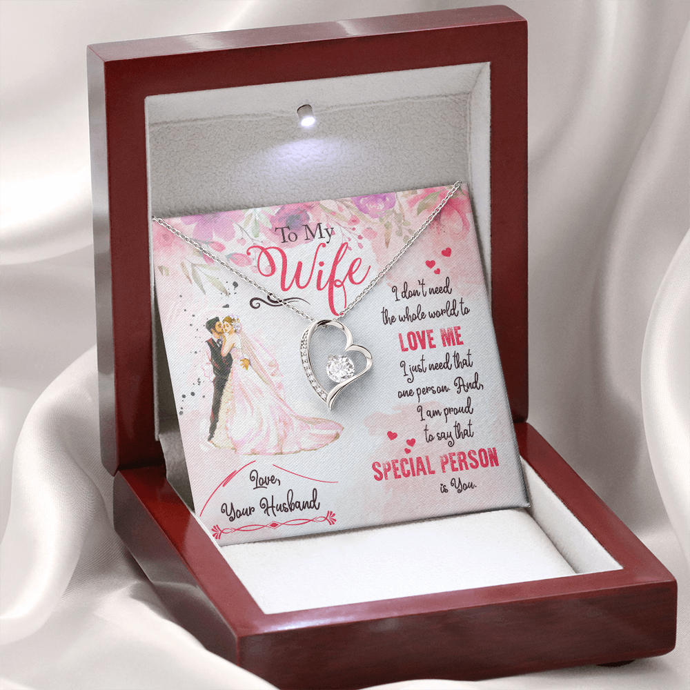 To My Wife I Just Need One Person Forever Necklace w Message Card-Express Your Love Gifts