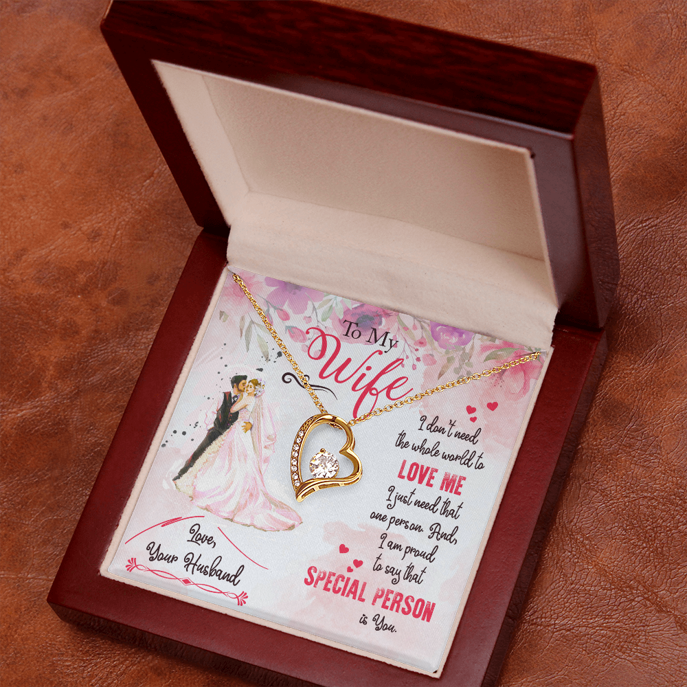 To My Wife I Just Need One Person Forever Necklace w Message Card-Express Your Love Gifts